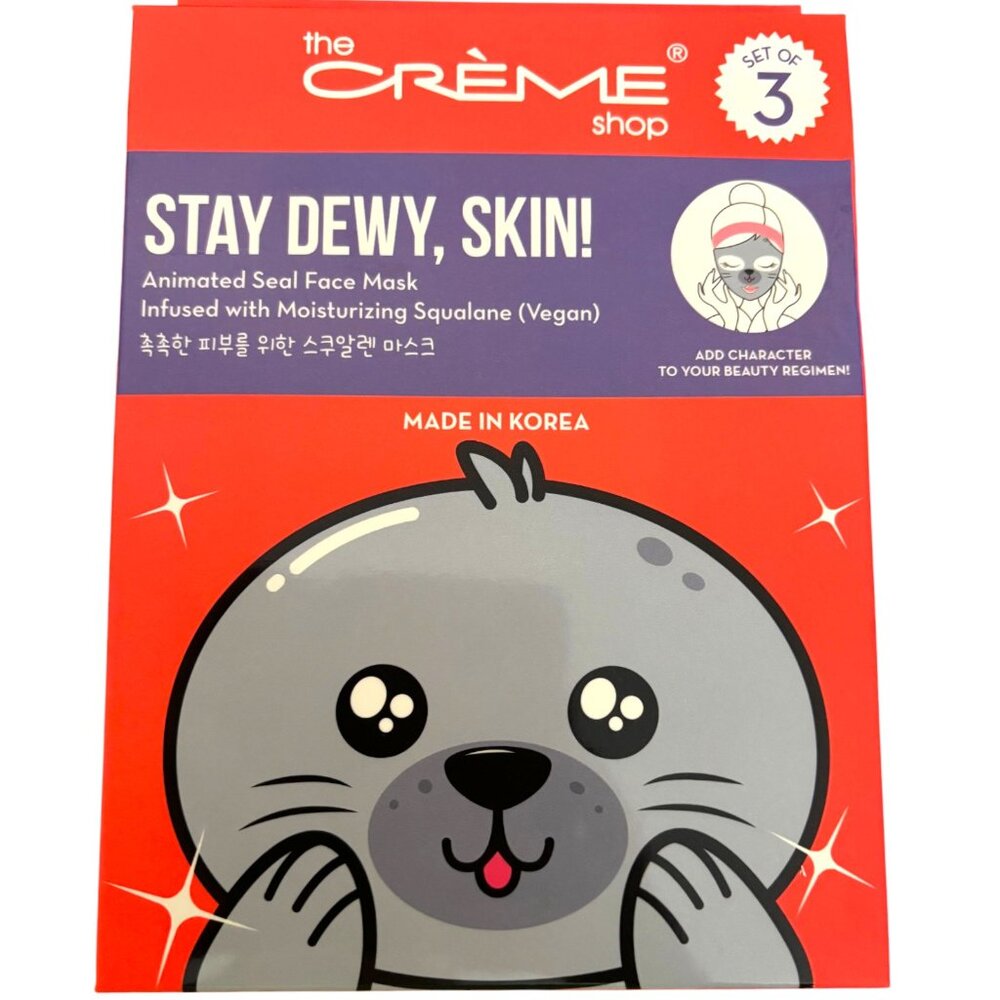 The Creme Shop Animated Seal Face Mask set 3 NIB infused moisturizing Squalane